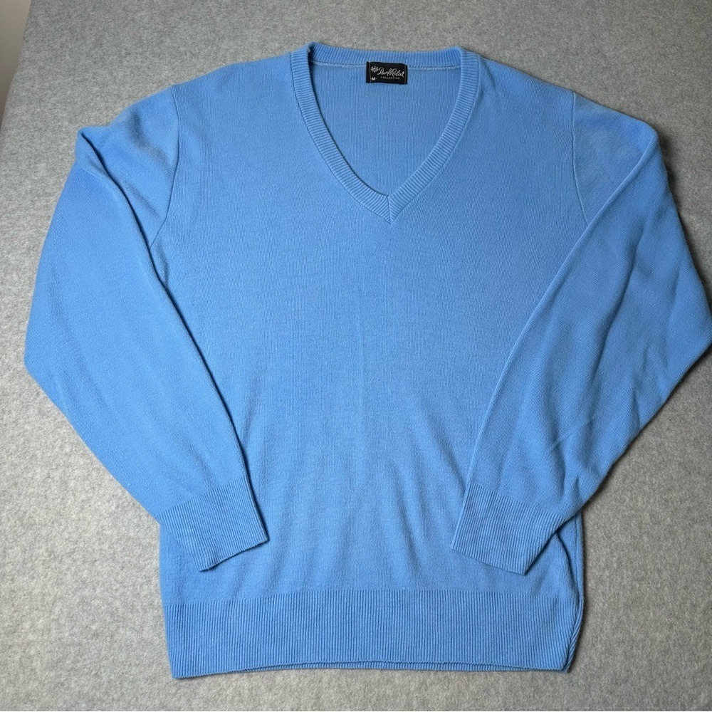 David Robert Collection Mens‎ Light Blue V-Neck Knit Sweater Size M